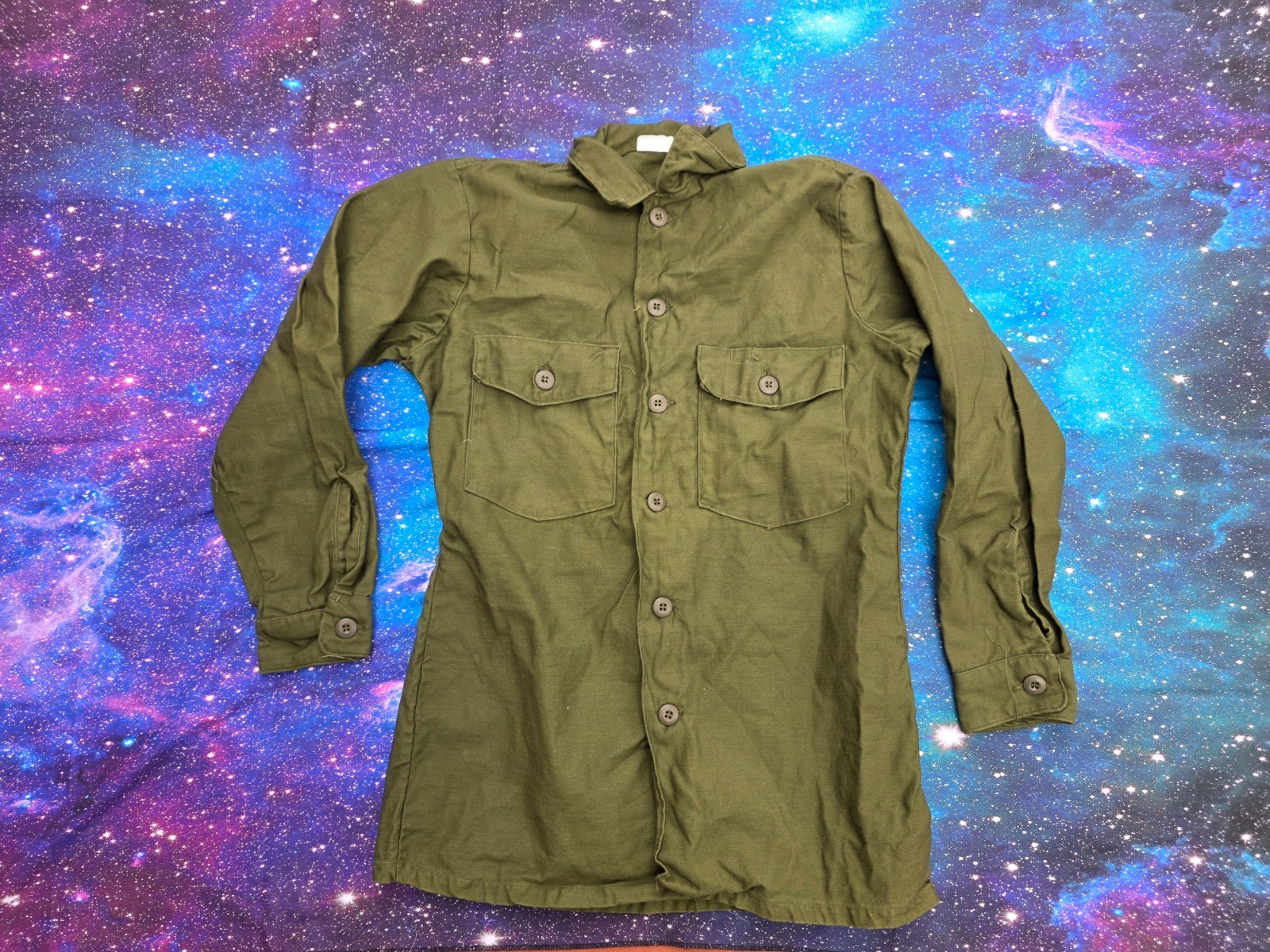 Vintage 70s US Army Fatigue OG 107 Cotton Sateen Field Shirt Mens Size 15.5x31 Vintage 70s US Army Fatigue OG 107 Cotton Sateen Field Shirt Mens Size 15.5x31