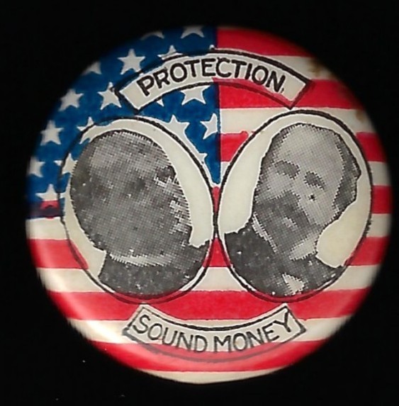 1896 William McKinley Garrett Hobart Jugate Prez Campaign Cello Clothing Button