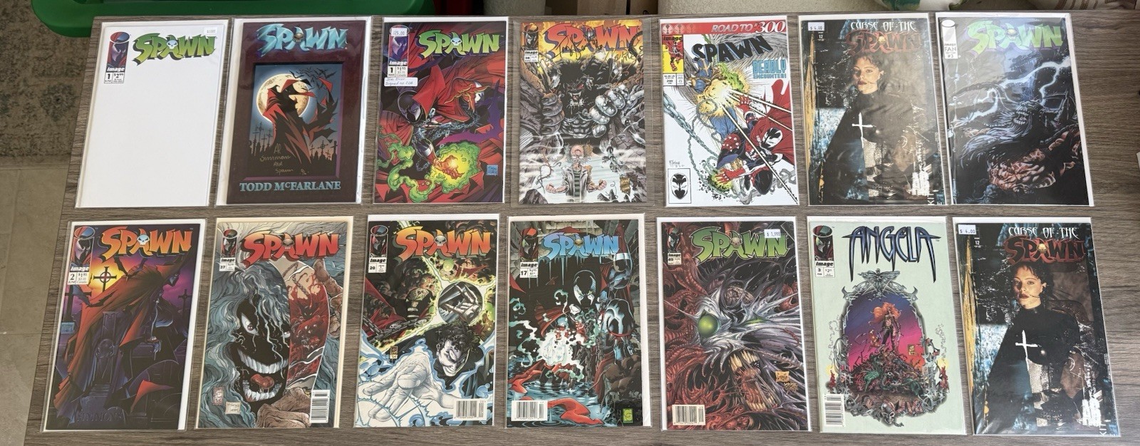 SPAWN Comic Lot of 14 Todd MCFARLANE, AL SIMMONS, ETC. SIGNATURES NEWSSTANDS
