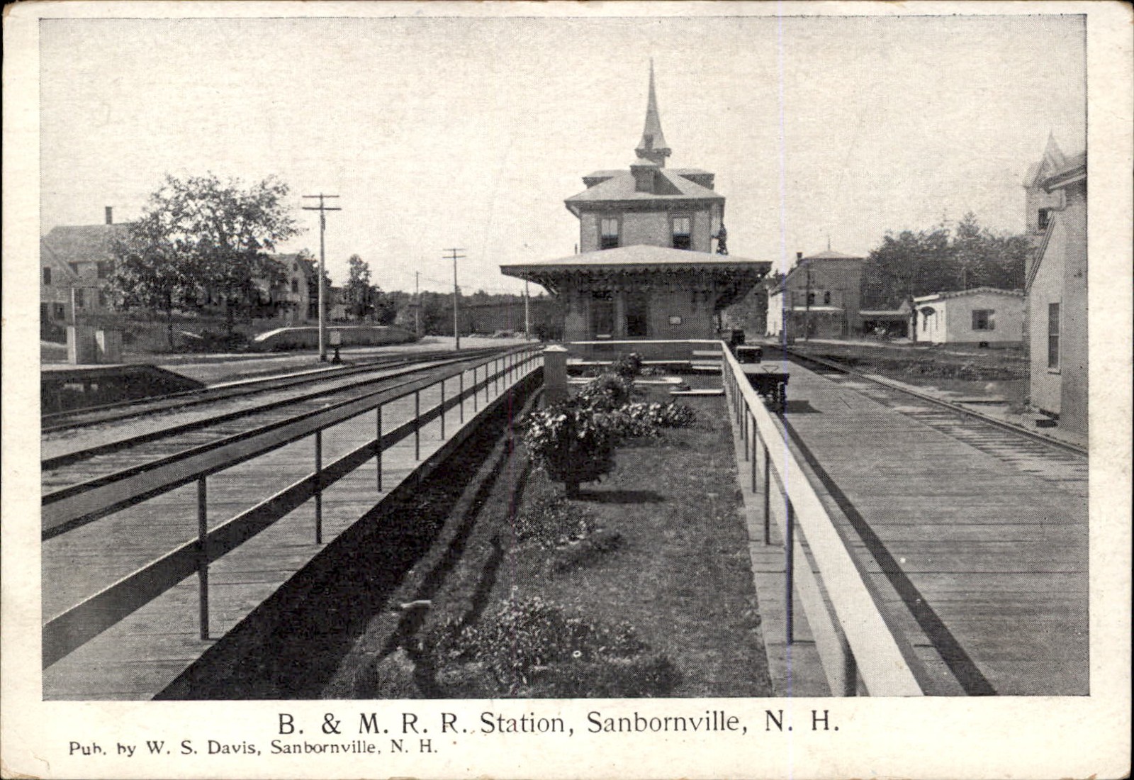Sanbornville NH B. & M. R.R. Station W. S. Davis c1900s-10s Vintage Postcard