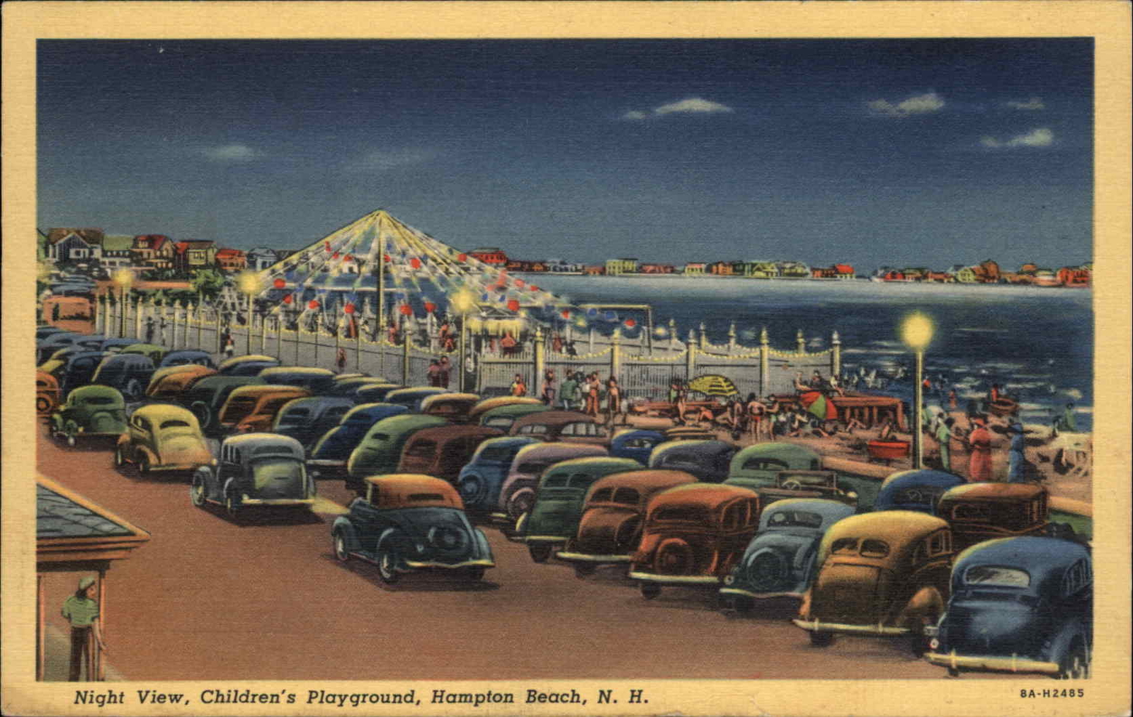 Hampton Beach New Hampshire NH Children's Playground c1930s-50s Linen Postcard