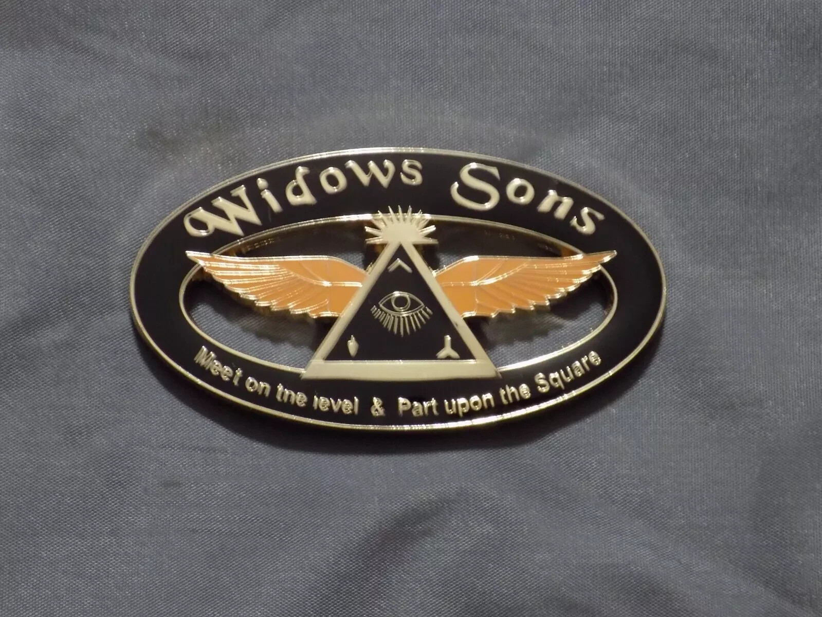 Oval Black Gold Widows Sons Masonic 3