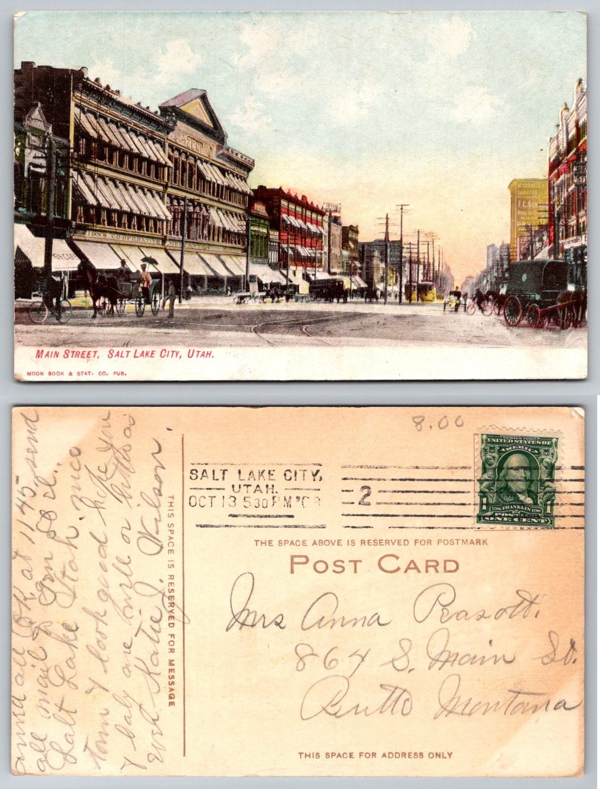 Standard Main Street Salt Lake City Utah Postcard