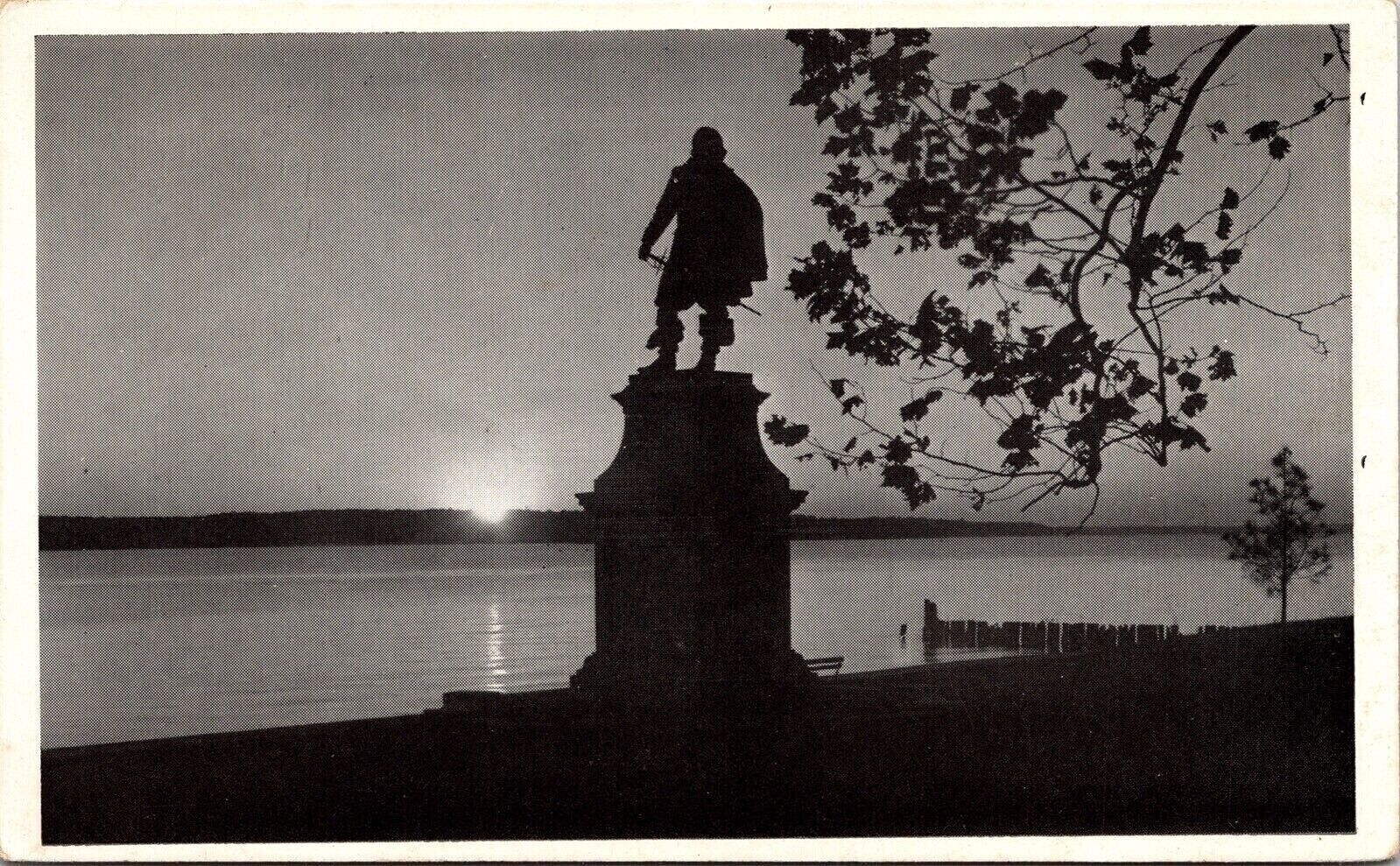 Historic Captain John Smith Monument Jamestown Virginia BW Postcard