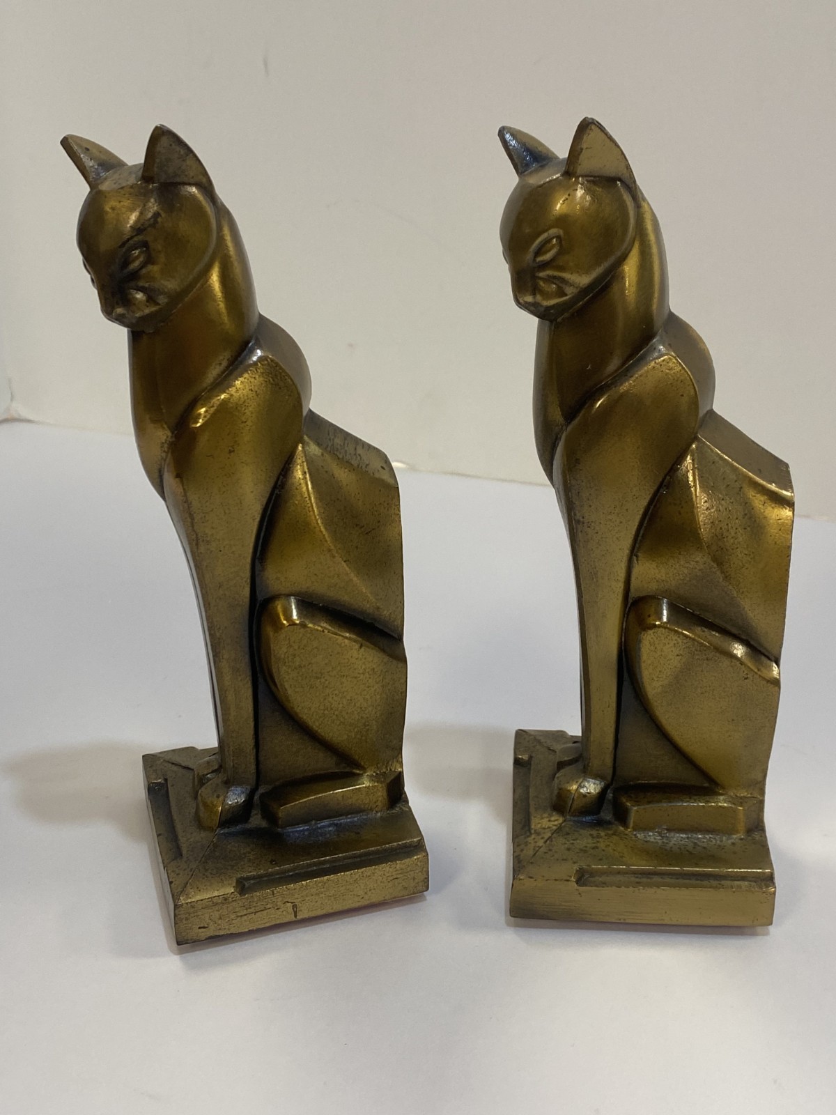 c.1930\'s FrankArt Art Deco Siamese Cat Bookends - Bronze-Tone Plated