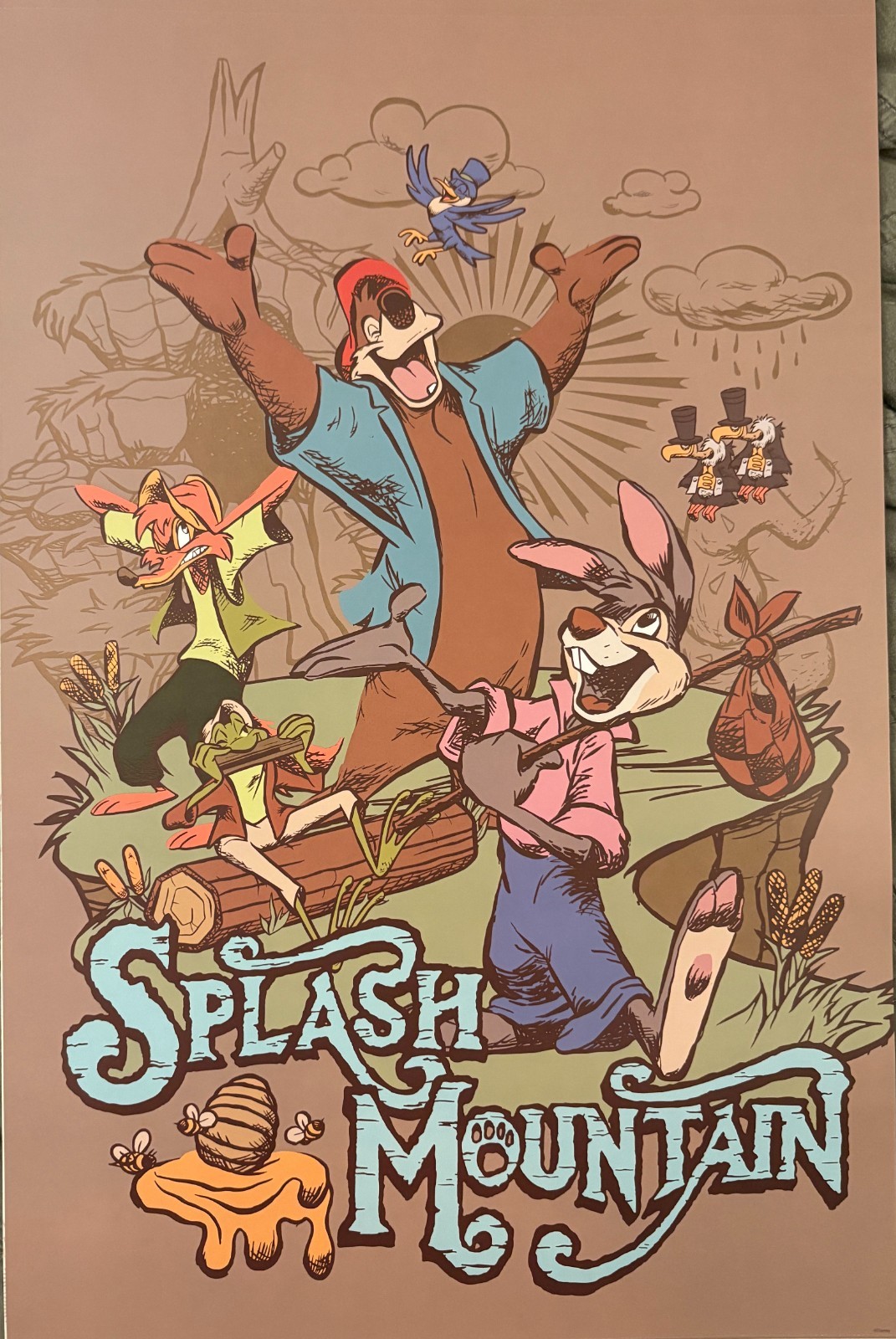 DISNEYLAND Splash Mountain Attraction Poster Lithograph 12x18 Official Disney