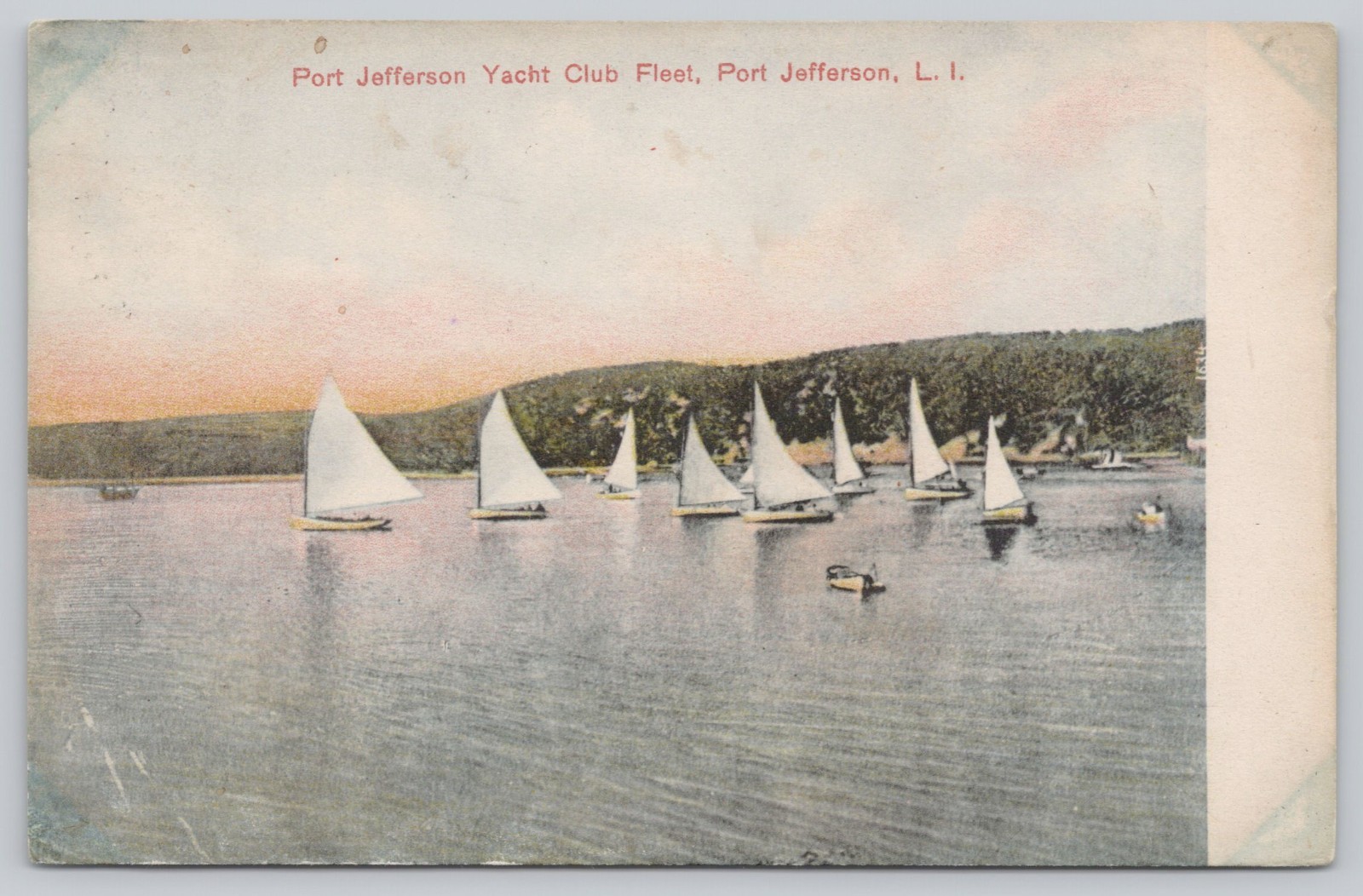 Port Jefferson Yacht Club Fleet, Port Jefferson Long Island NY Postcard 1909