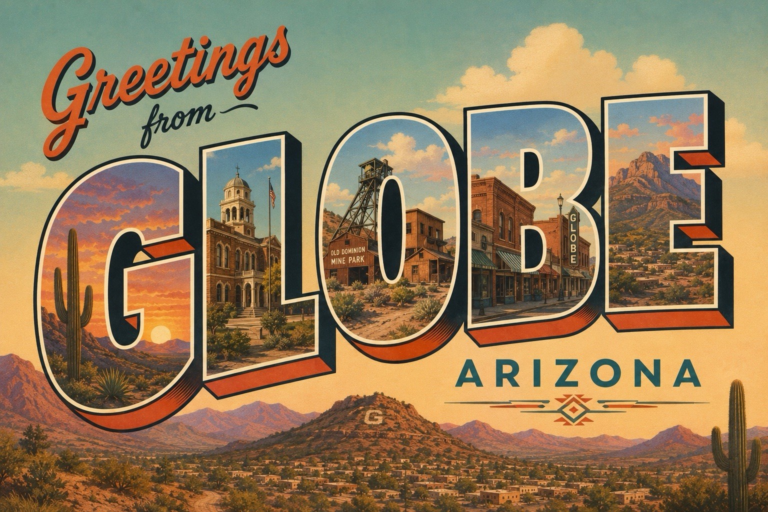 Greetings From Globe ARIZONA Modern Large Letter Postcard C142