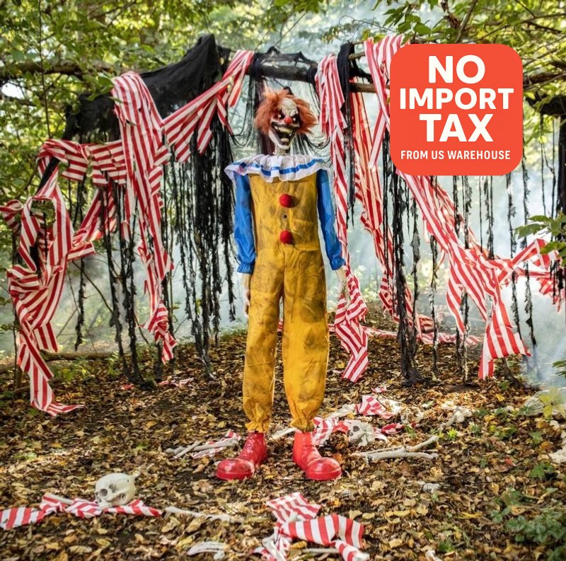 5 Ft Animated Twitching Clown Halloween Decoration, Light-Up Sound Prop