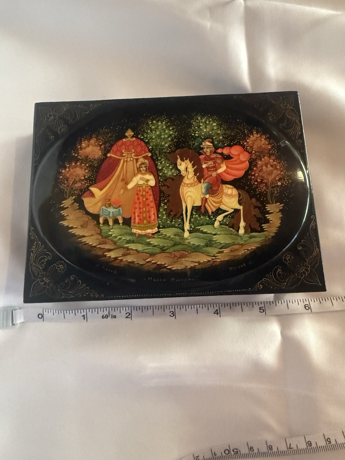 Vintage Kholuy Russian Lacquer Box Marya Morevna Signed Теплов 6”