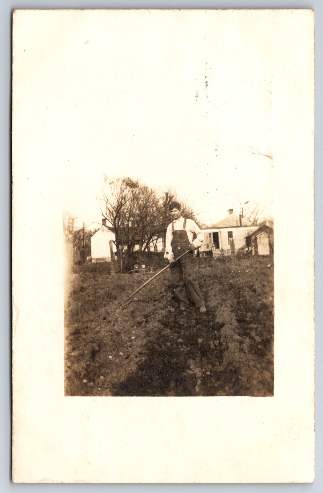 Farmer Man Working in the Field Jacksonville Illinois IL? c1910 Real Photo RPPC