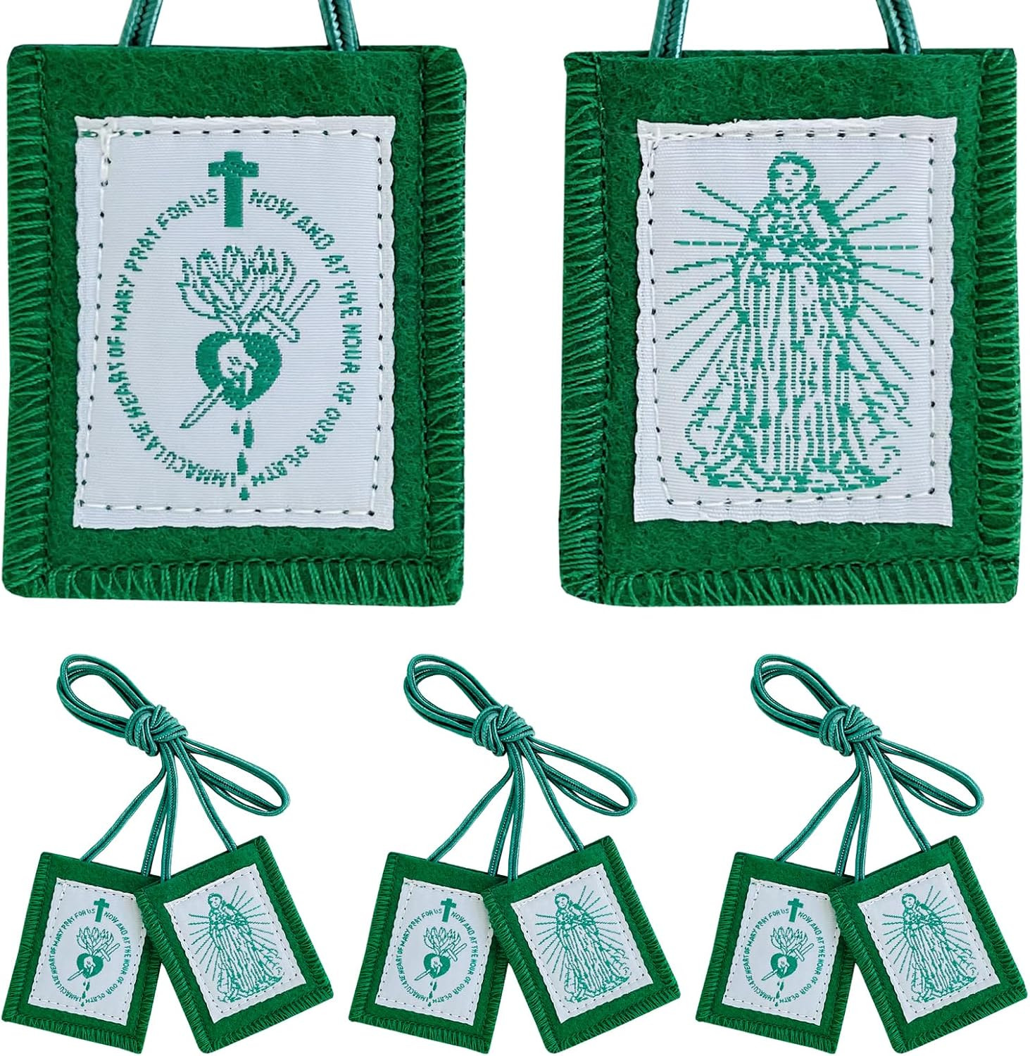 Scapulars Catholic, 3 Pack Green Scapular of Immaculate Heart of Mary Green