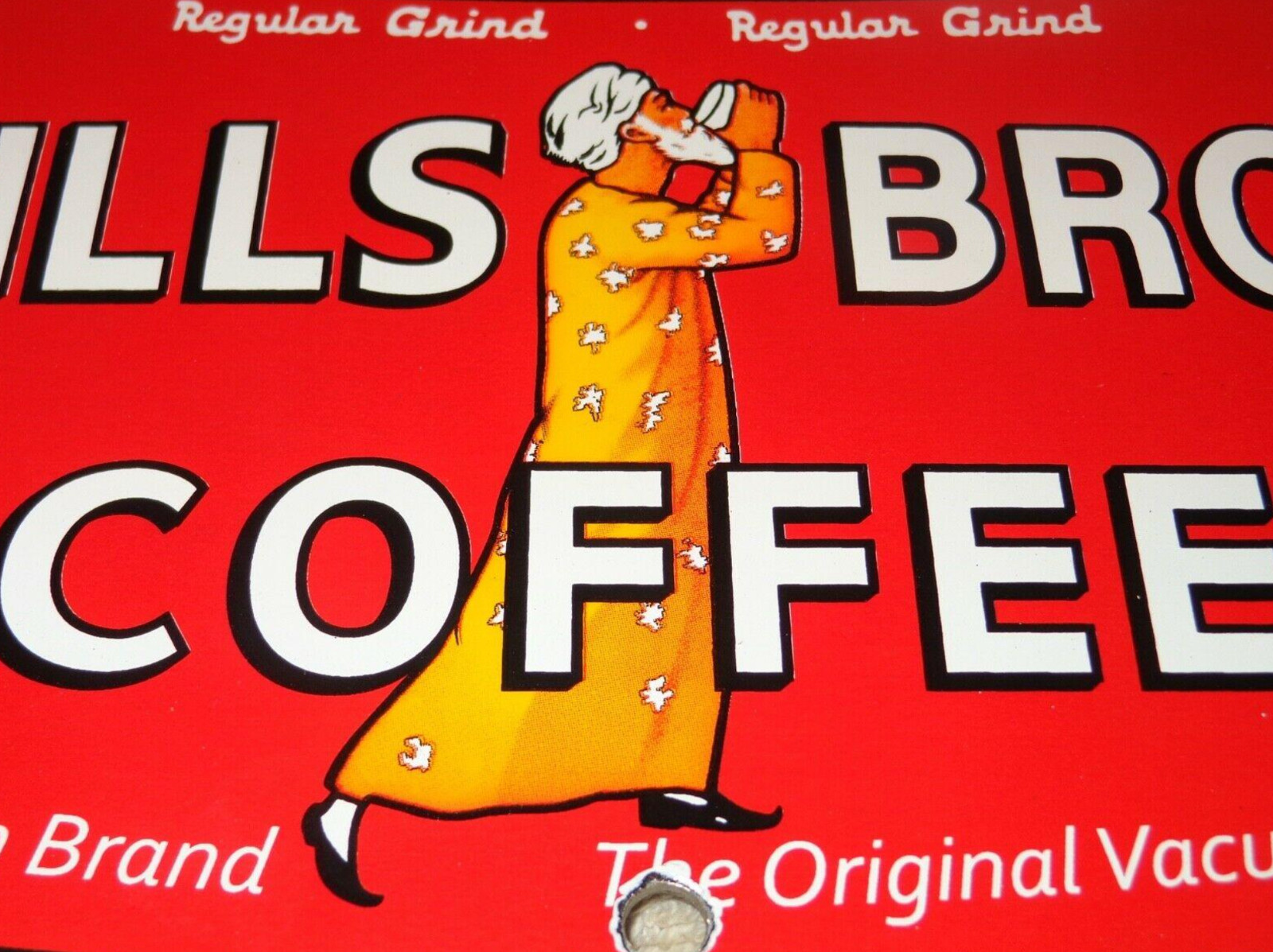 VINTAGE HILLS BROS COFFEE DIE-CUT CAN 7\ VINTAGE HILLS BROS COFFEE DIE-CUT CAN 7\