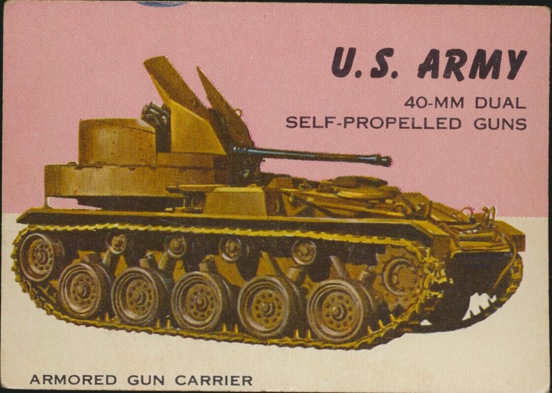 1953 1954 Topps World On Wheels #62 U.S. Army Self-propelled guns