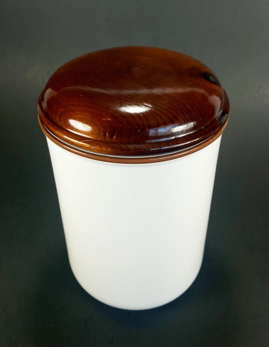 VTG Villeroy & Boch Porcelain Canister Jar Kitchen Storage White W/ Wood Lid 7\