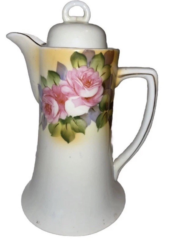 Cute Vintage Ceramic Chocolate Pot Tea Pot Flowers Japan
