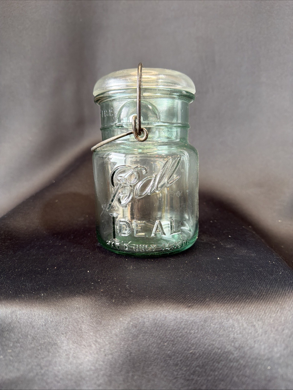 Vtg Ball Ideal Blue Pint Mason Jar Wire Bail Glass Lid #4 Aqua Vtg Ball Ideal Blue Pint Mason Jar Wire Bail Glass Lid #4 Aqua