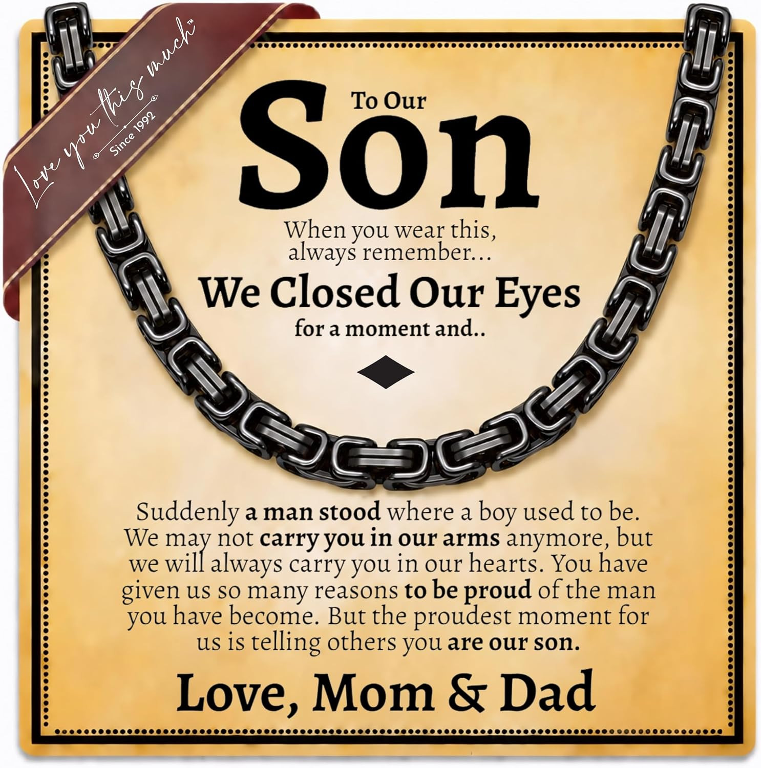 Gifts for Son from Mom & Dad, 5Mm Byzantine Necklace for Men, 22 Inch Meaningful