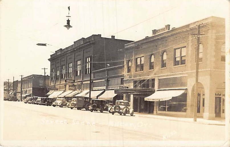 Postcard: RPPC Street Scene, Milton, Oregon 1930's B&W Photo