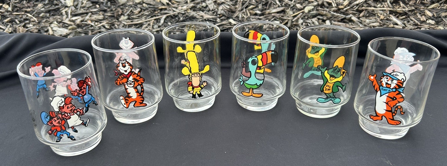Vintage 1977 Kellogg's Cereal Character Collector Series Set Of 6 Glasses “L@@K”