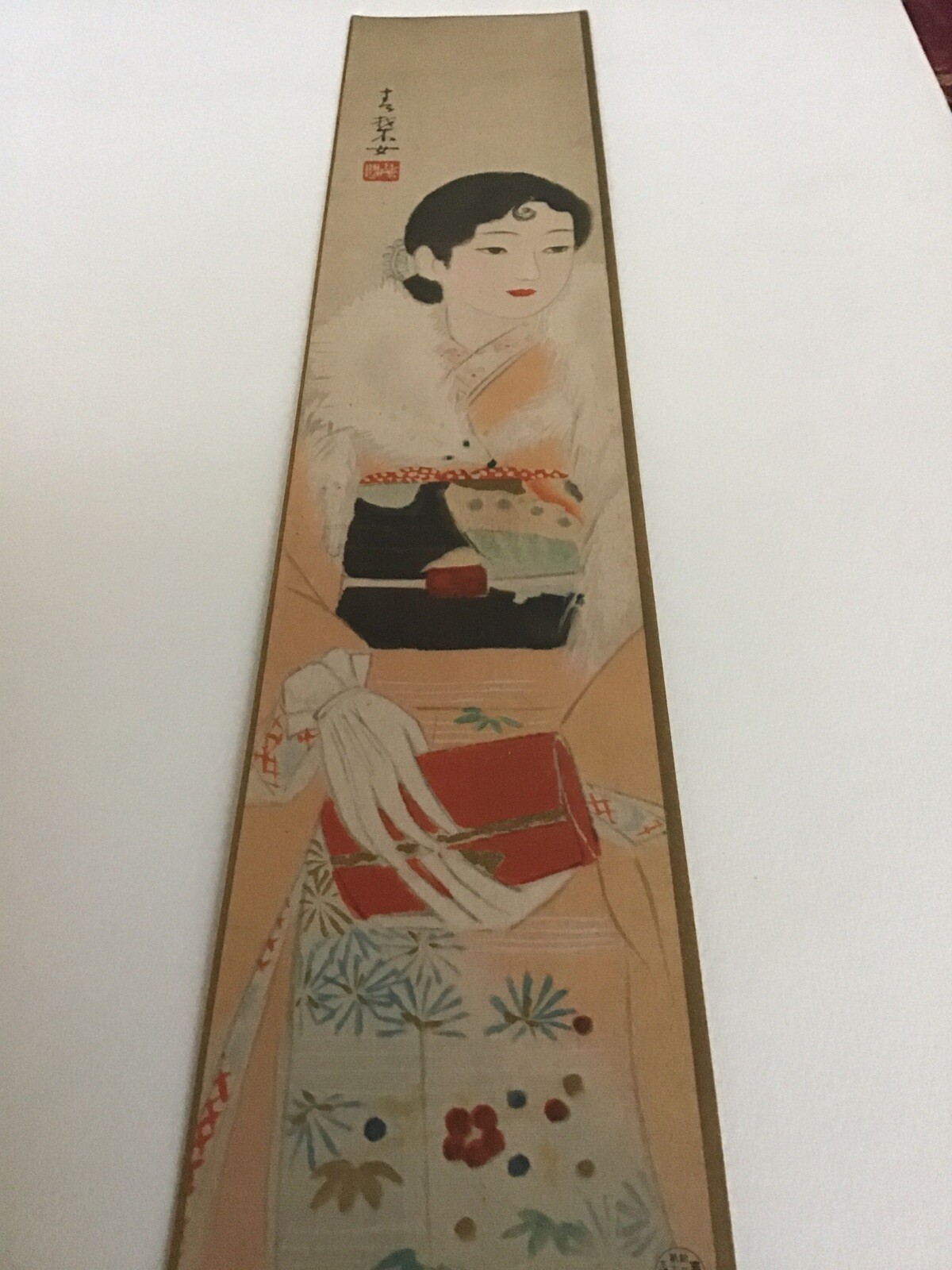 Elegant Tanzakus Japanese Women On Small Poster Board 3” X 14”