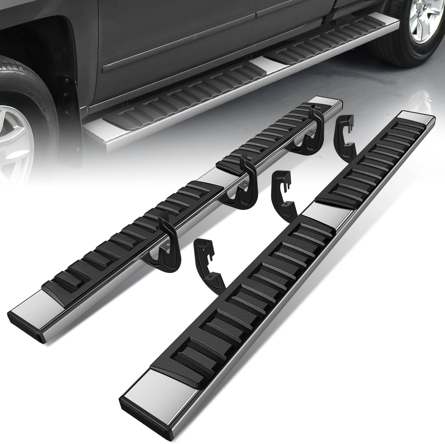 6.75 Inch Running Boards Compatible with 2007-2019 Chevy Silverado GMC Sierra 15 6.75 Inch Running Boards Compatible with 2007-2019 Chevy Silverado GMC Sierra 15