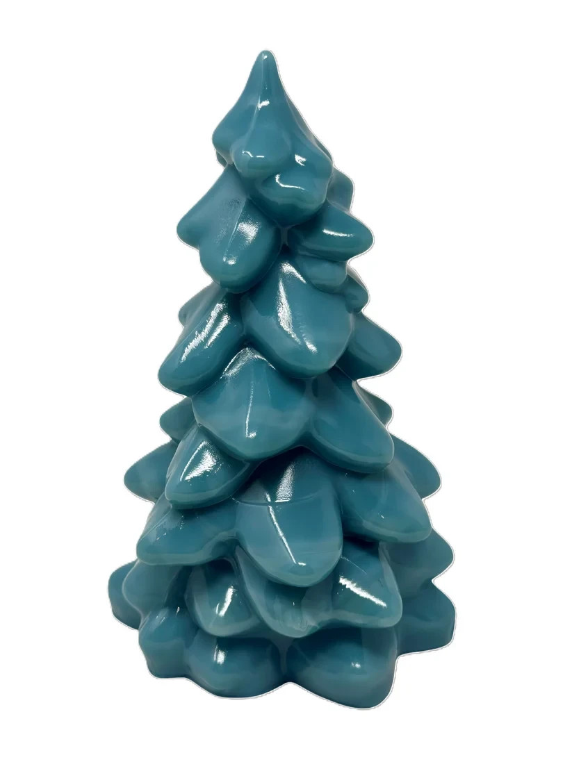 Mosser Glass USA Collectible Glass Christmas Tree Georgia Blue Large 8 inch