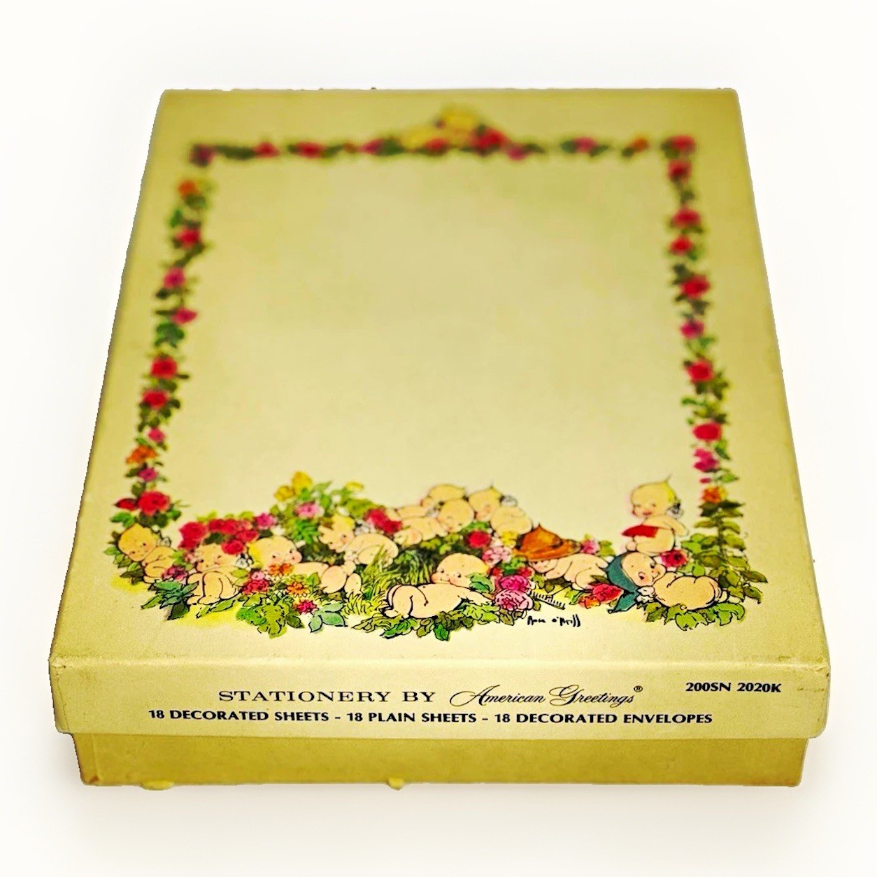 Vintage American Greetings Stationery Set 200SN 2020K Flower Babies 53pc Incomp