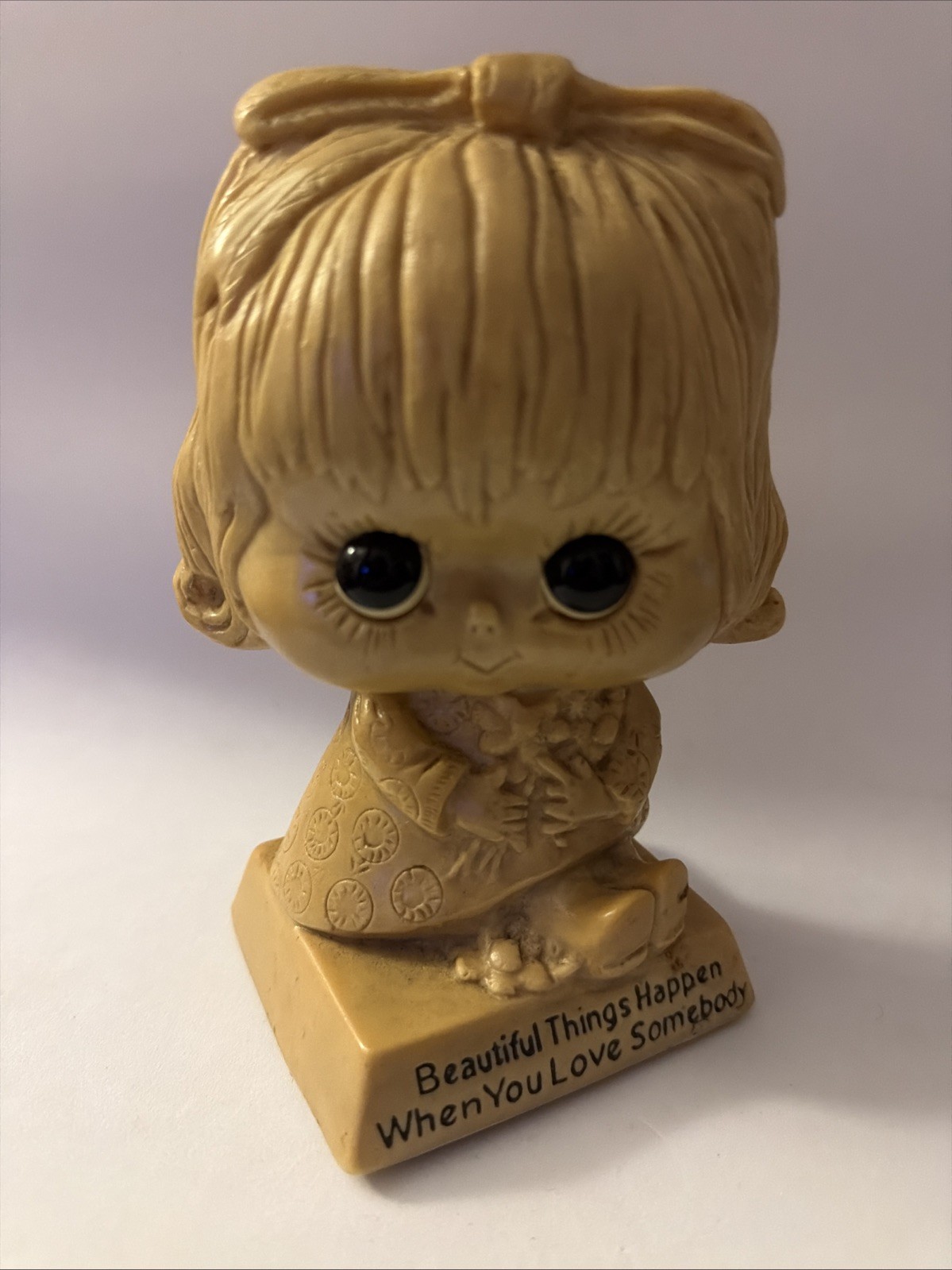 Vintage 1970s Russ Berrie Sillisculpt Figurine Beautiful Things Happen When You