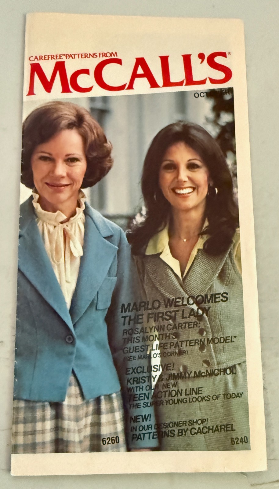 Vintage 1978 McCall's Carefree Patterns Hand Out - Marlo Thomas, Rosalynn Carter