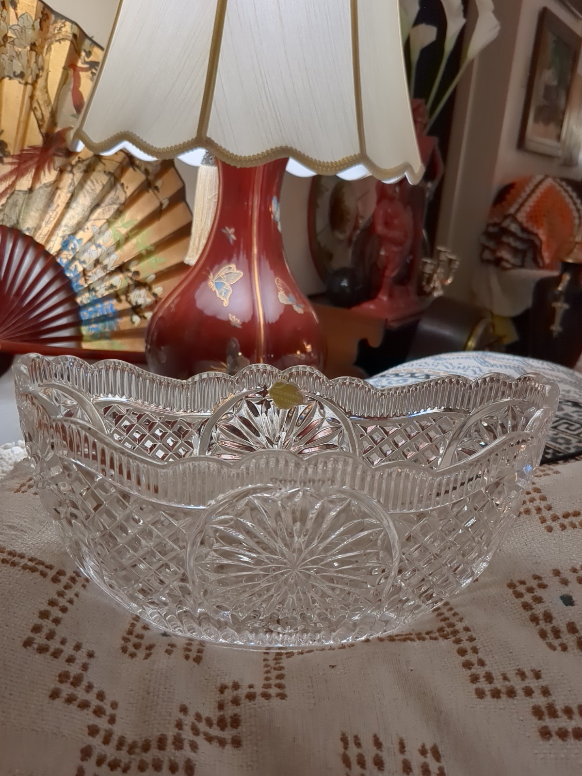 Vintage Hofbauer Byrdes Bleikristall 24 lead crystal Boat Bowl 10x5x4\