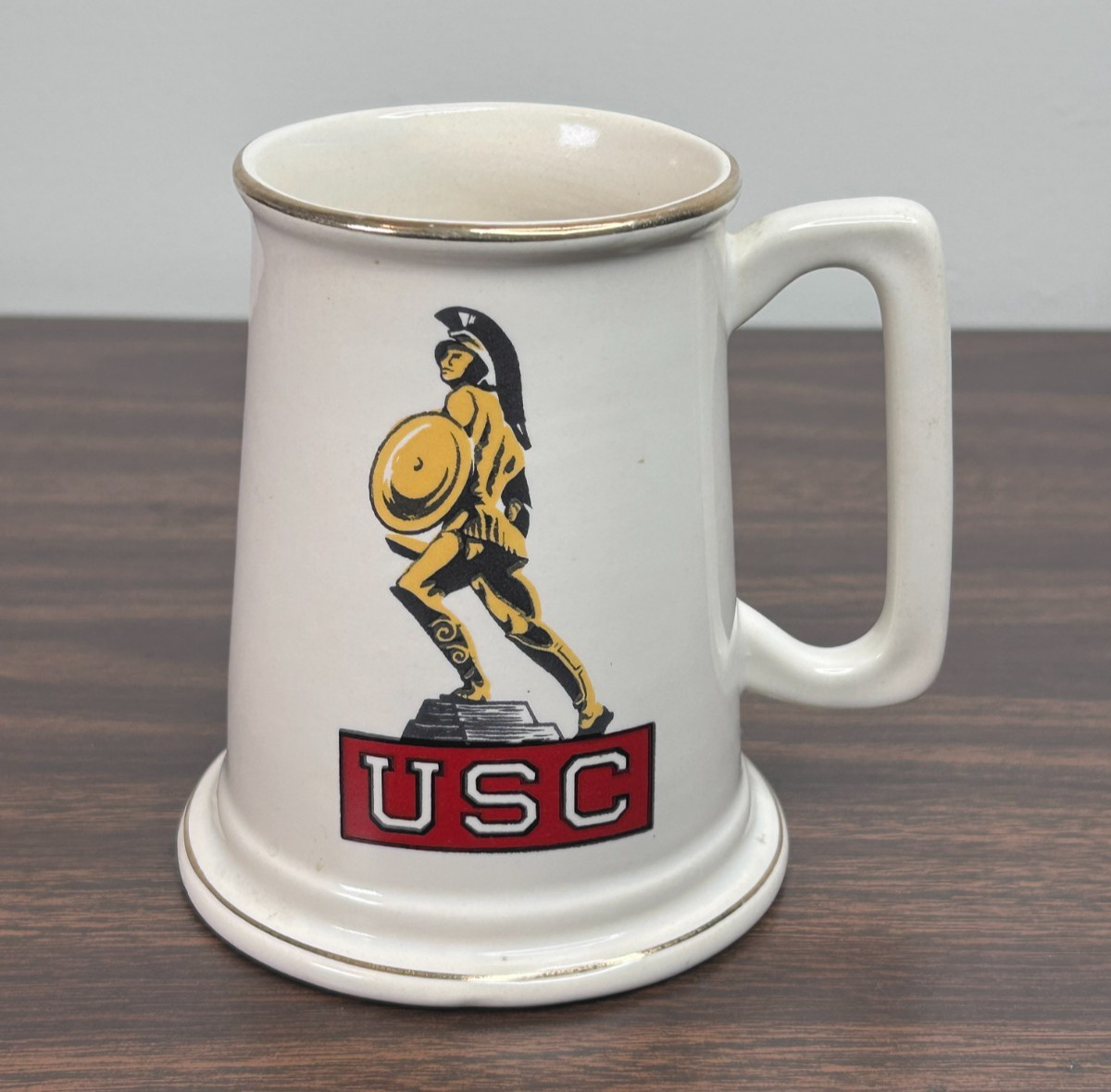 University of California Beer Stein Mug Ceramic Gold Rim USA Made 1960\'s USC