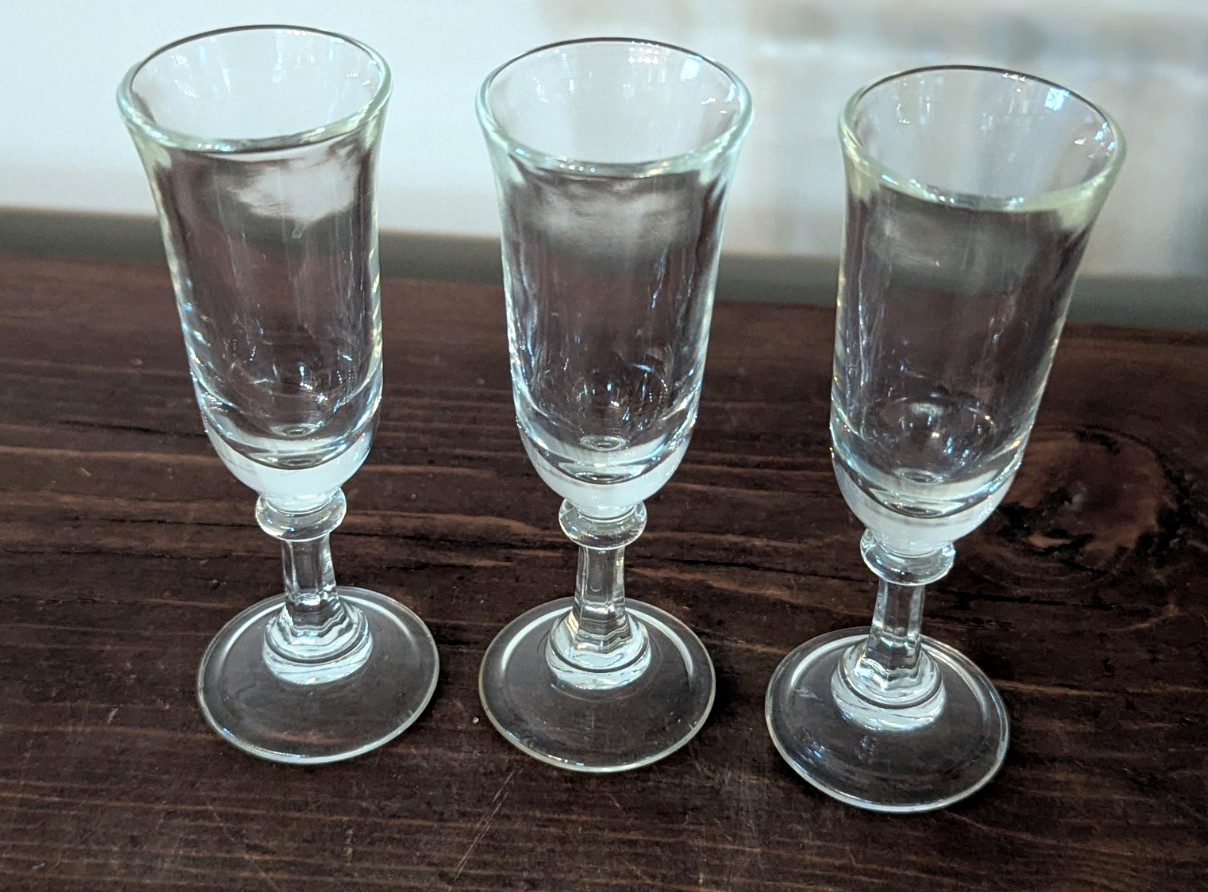 3 Vintage Cordial Champagne Sherbet Dessert Clear Glass Goblet Wafer Stem 4 1/4\