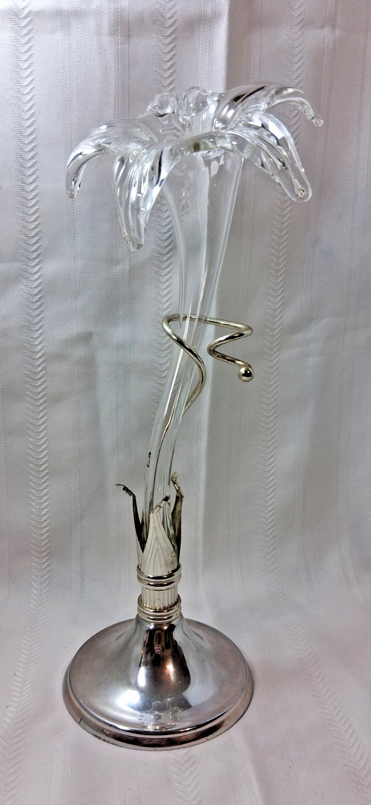  Vintage Oneida Silverplate & Hand Blown Glass Lily Bud Vase Amaryllis 15