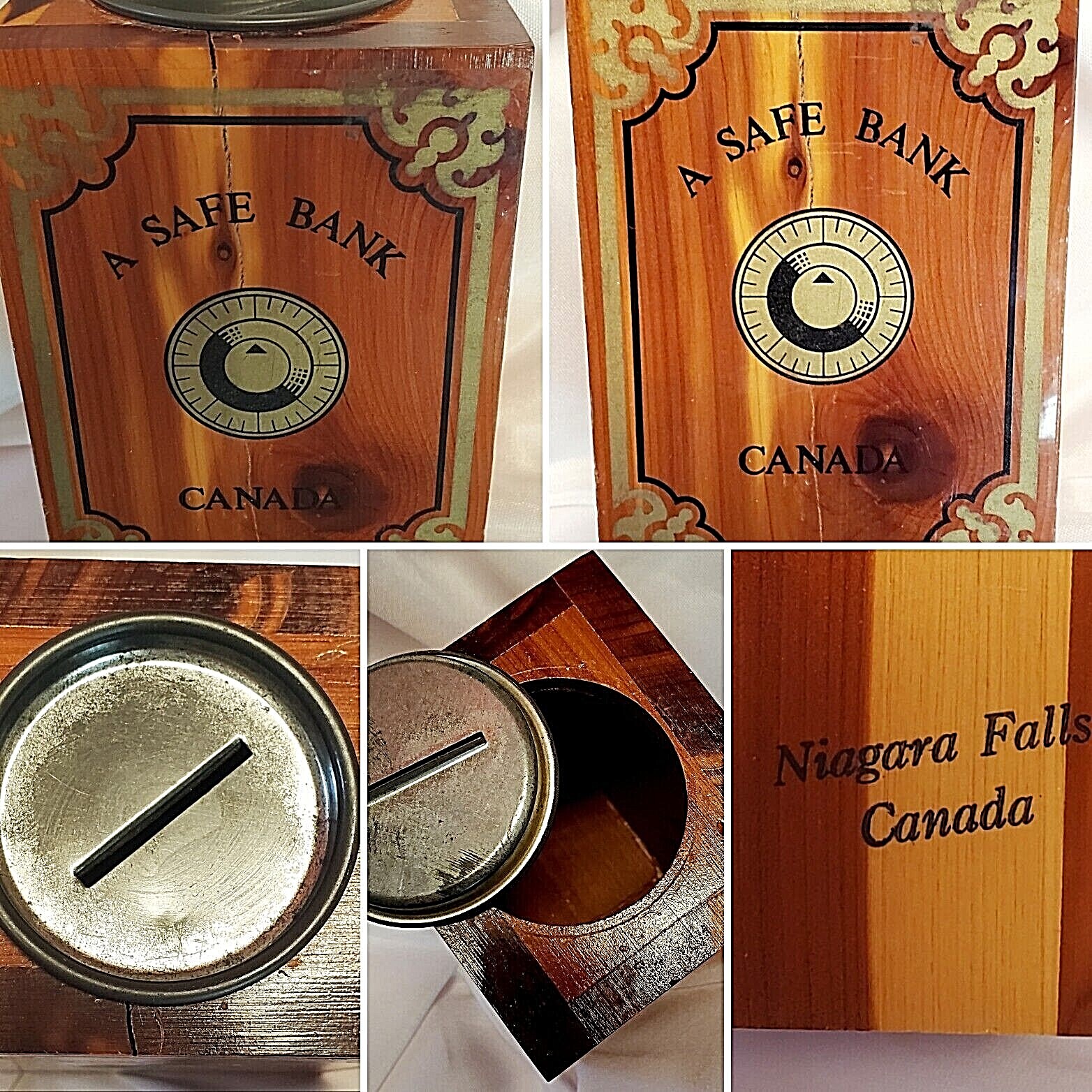 NIAGARA FALLS CANADA SOUVENIR SAFE BANK RARE VINTAGE CEDAR WOOD BOX SEE PICS
