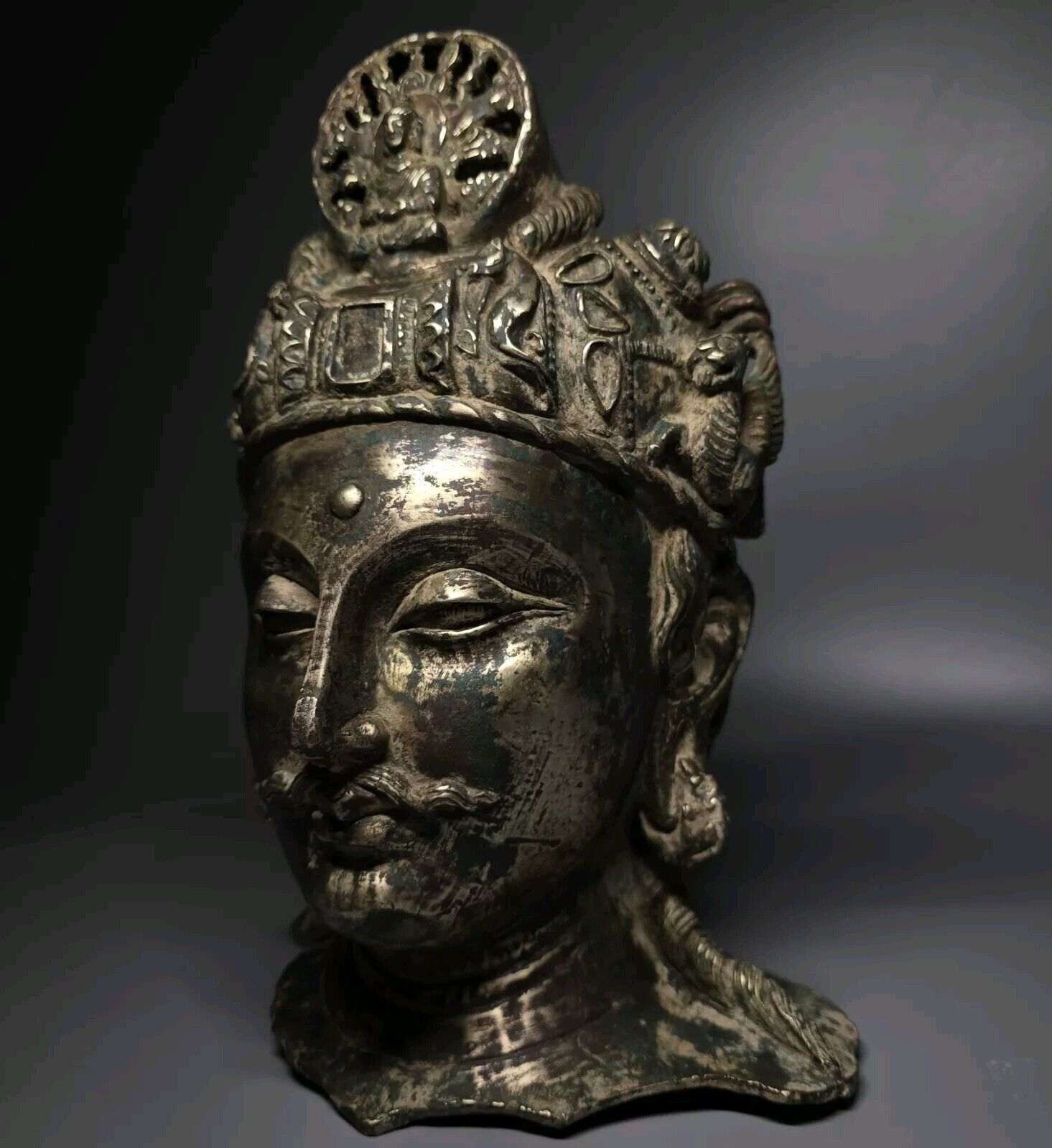 Ancient Bronze Head Of A Bodhisattva Gandhara, 3RD/4TH Century (Cleaned)