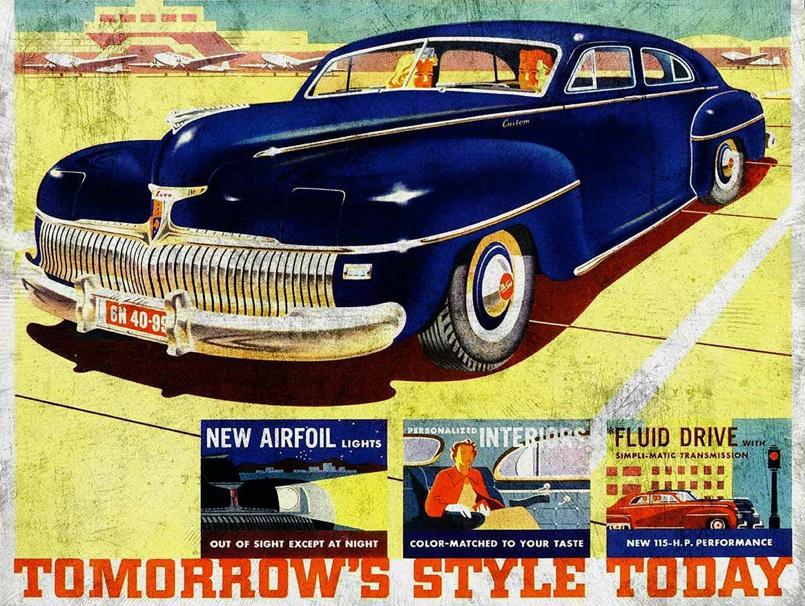 1942 DESOTO CAR TOMORROWS STYLE TODAY HEAVY DUTY USA MADE METAL ADVERTISING SIGN