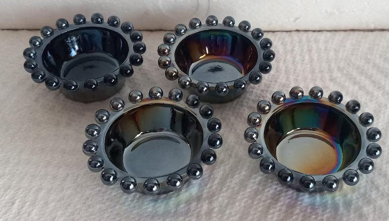 Open Salt Cellars/Salt Dips Black Amethyst  Hobnail Dinner Home Gift
