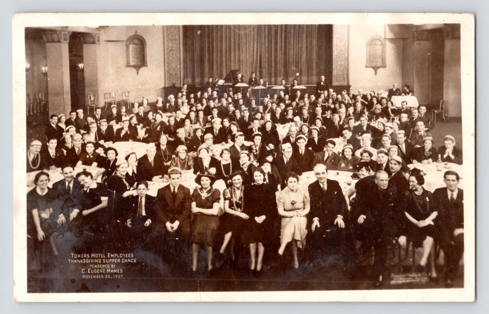 RPPC Towers Hotel Employees Thanksgiving Supper Dance Brooklyn NY c1937 Postcard