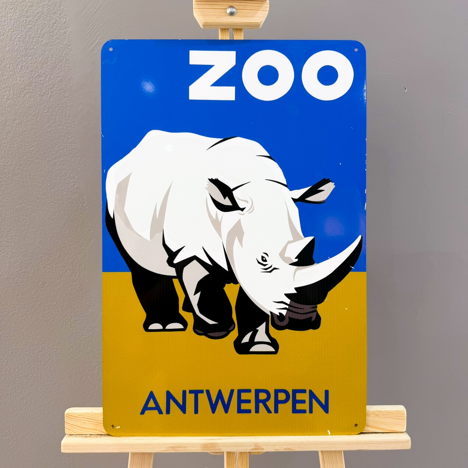 Zoo Antwerpen Rhino Heavy Metal Sign – Garage Decor – 40×60 cm (15.7\