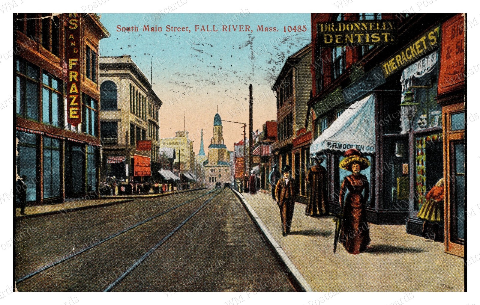 Fall River Massachusetts 1910s South Main Street Standard Postcard Fall River Massachusetts 1910s South Main Street Standard Postcard