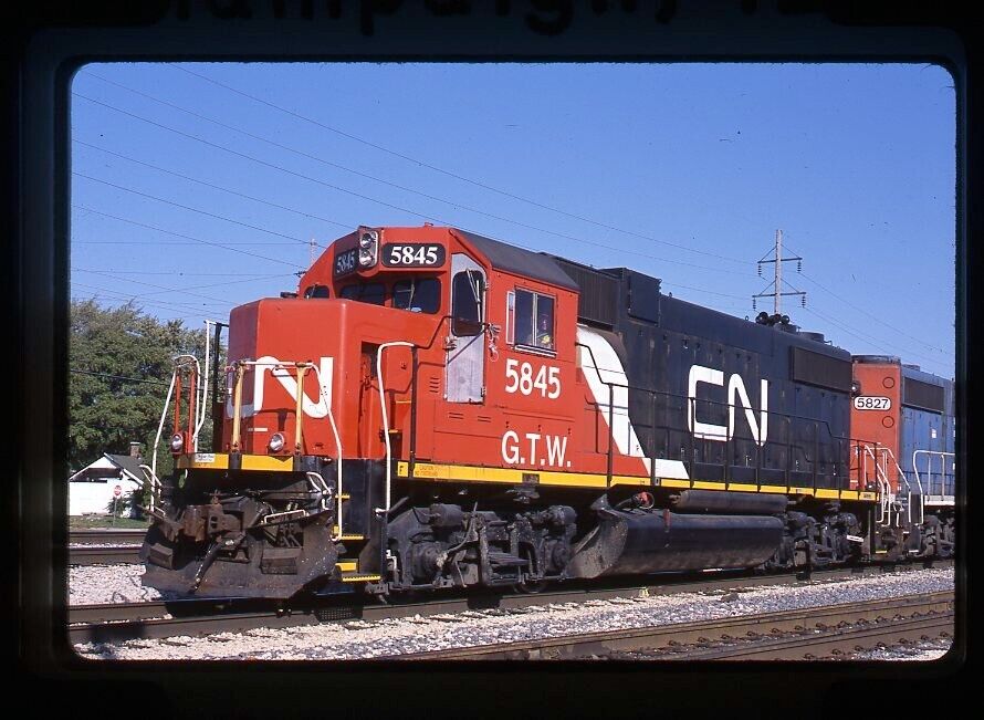 Original Railroad Slide CN(GTW) Canadian National 5845 GP38-2 at Champaign, IL