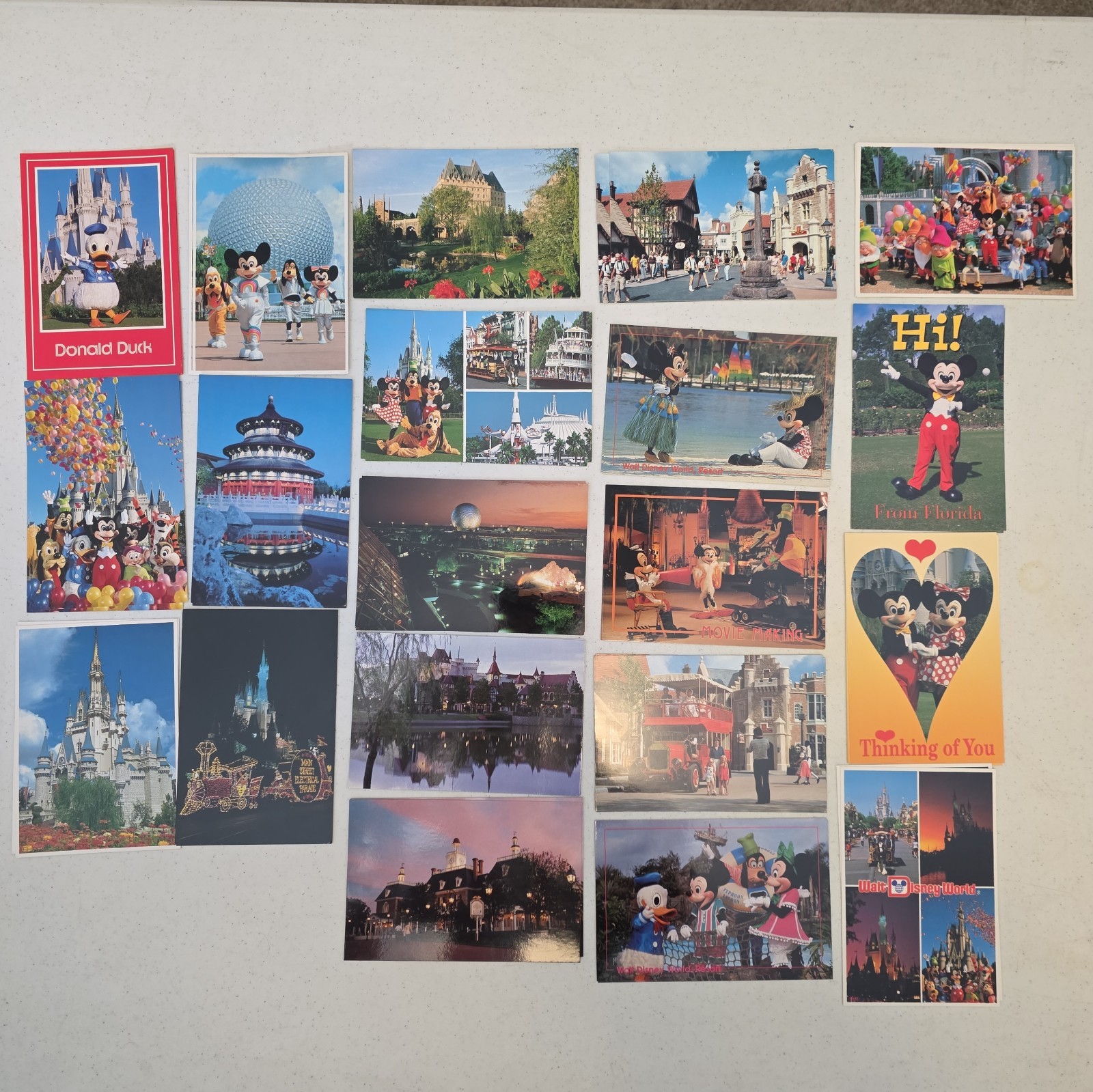 20 Vintage Disney World Postcards Lot Castle Mickey Minnie Parade NOS 80s 90s