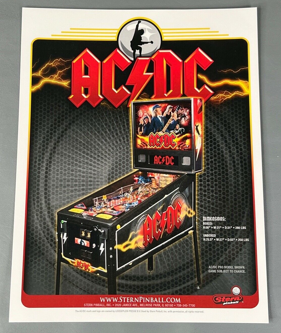 AC/DC Pinball Flyer New NOS PROMO Stern Pinball Machine Art Artwork ACDC Retro AC/DC Pinball Flyer New NOS PROMO Stern Pinball Machine Art Artwork ACDC Retro