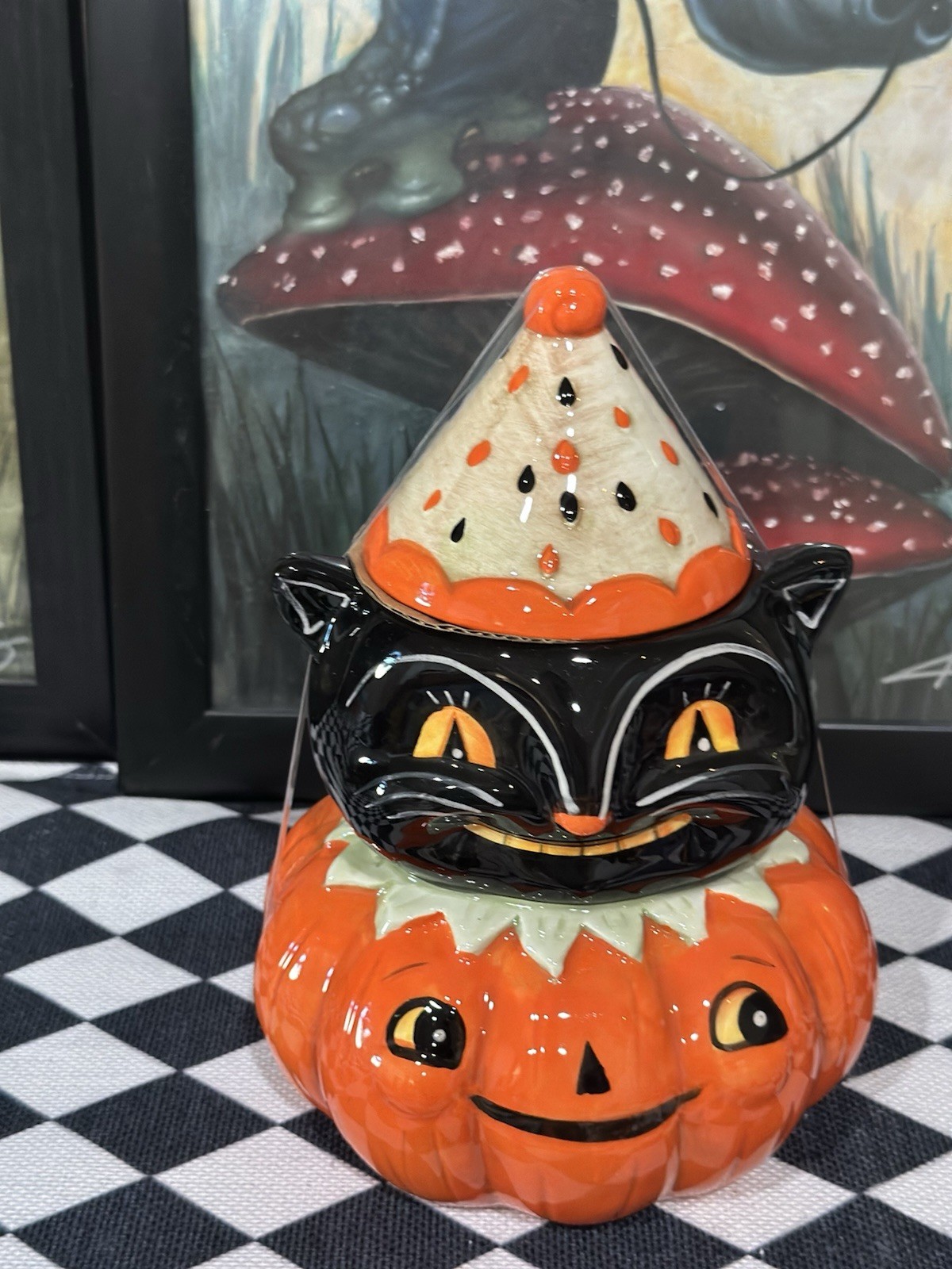 Johanna Parker Halloween Cat Orange Pumpkin Ceramic Container 2026 Transpac