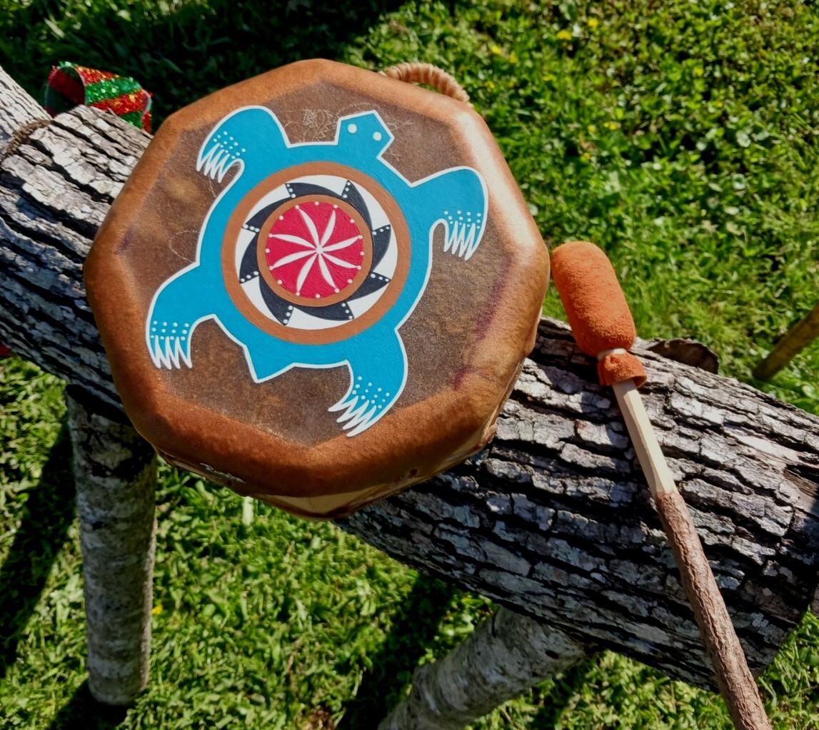 * BEAUTIFUL  NATIVE AMERICAN   COCHITI  PAINTED DRUM 1950s HTF RARE*