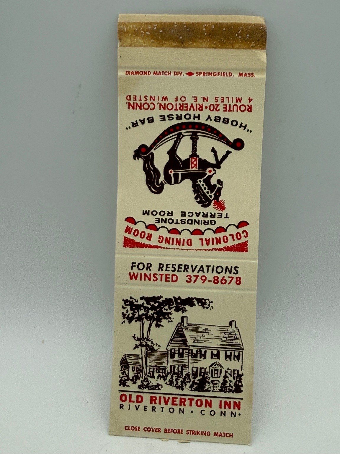Vintage Old Riverton Inn Matchbook - Hobby Horse Bar & Colonial Dining Room