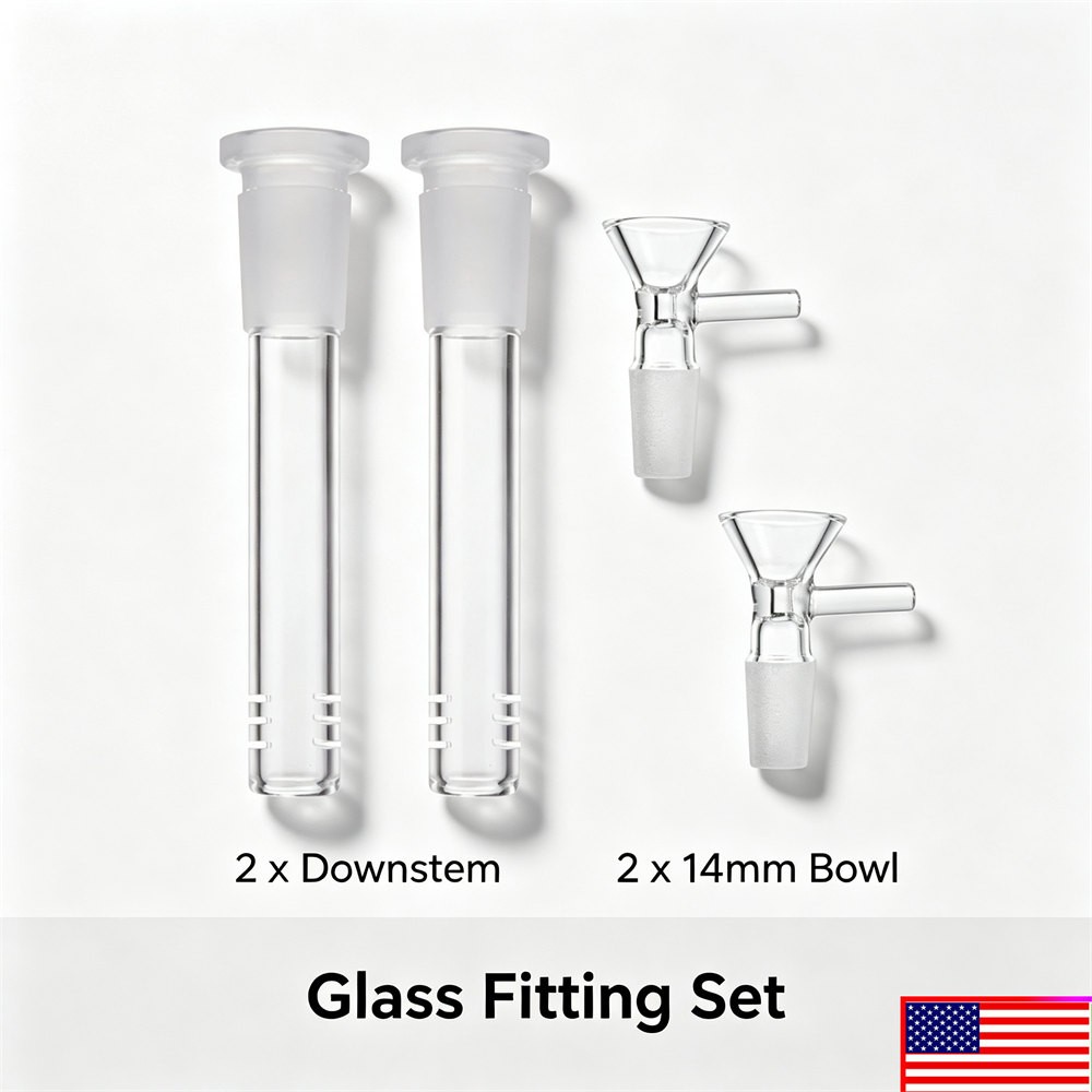 2-Pack 4.3\'\' 14mm Glass Downstem and 14mm Male Bowl Piece for Glass Bong