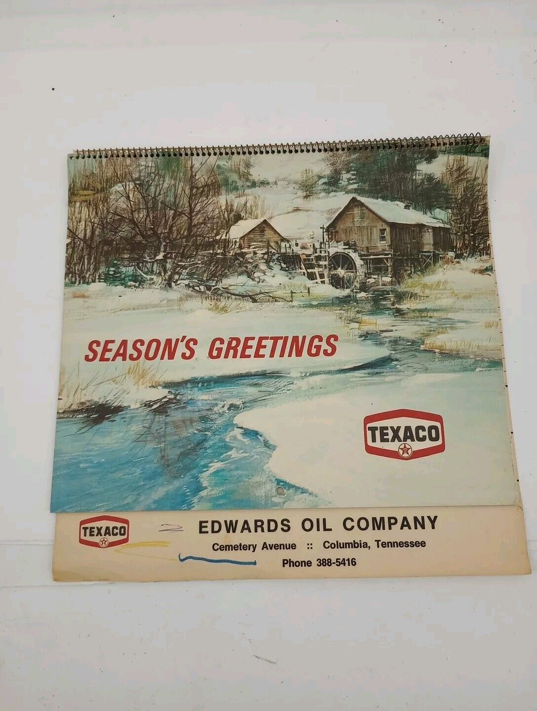 Vtg Texaco Edwards Oil Company Columbia Tennessee 1977 Calendar Wall Written In