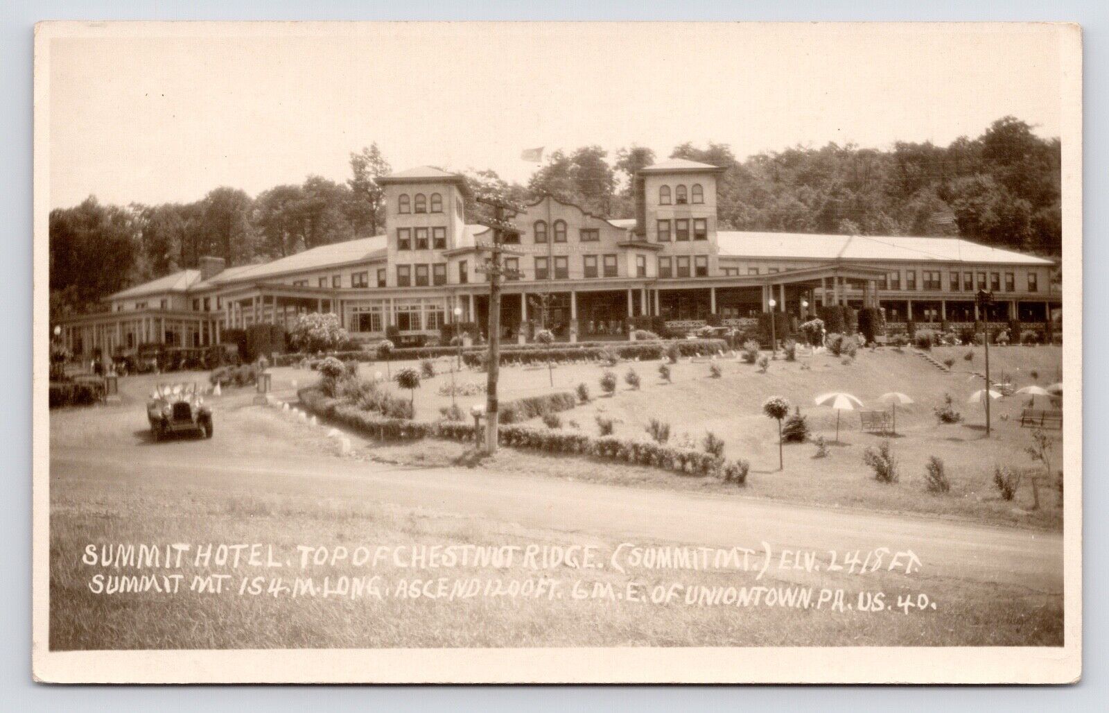 c1930s~Summit Hotel~US 40~Chestnut Ridge~Uniontown~Farmington PA~RPPC Postcard